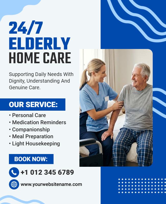 24/7 Elderly Home Care Service Flyer Template