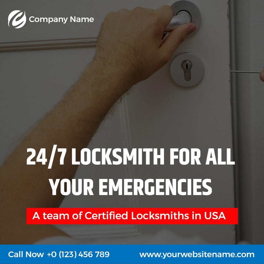 24/7 Emergency Locksmith Services by Certified Professionals Ad Template