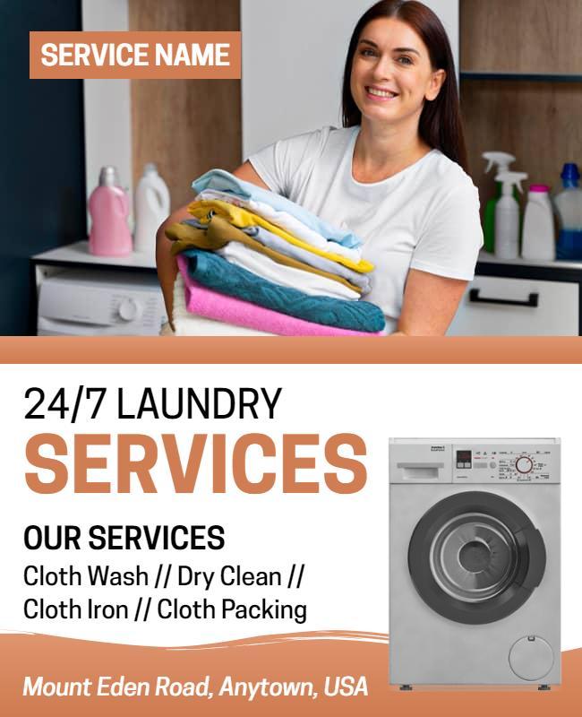 247 Laundry Service Promotion Flyer Template