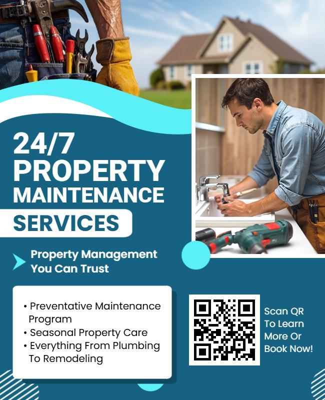 24/7 Property Maintenance and Management Services Flyer Template