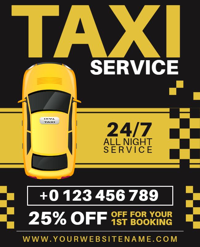 247 Taxi Service Discount Offer Flyer Template