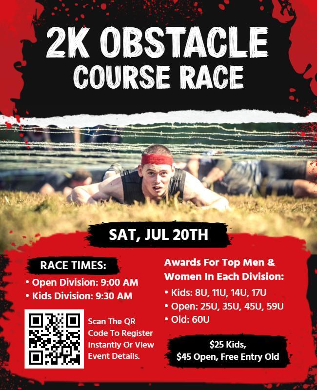 2k Obstacle Course Race Event Flyer Template