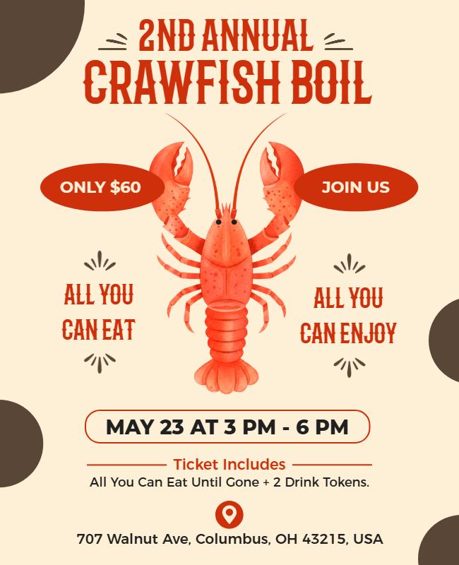 2nd Annual Crawfish Boil Event Poster Template