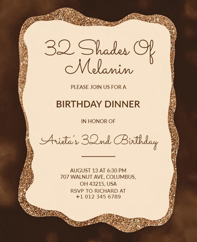 32 Shades of Melanin Birthday Celebration Flyer Template
