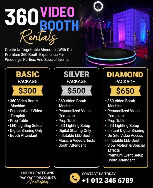 360 Video Booth Rental Service Flyer Template