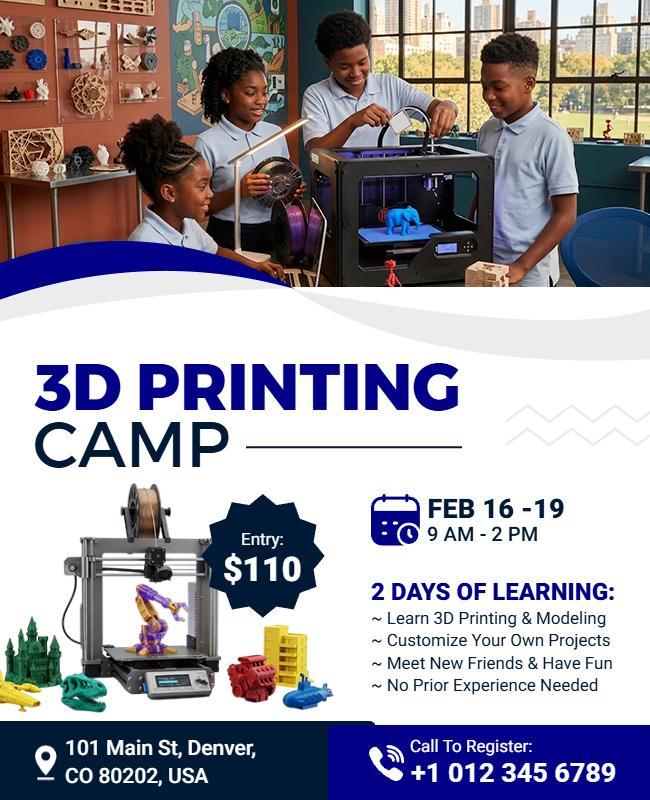 3d Printing Camp Flyer Template