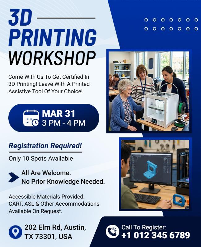 3d Printing Workshop Flyer Template