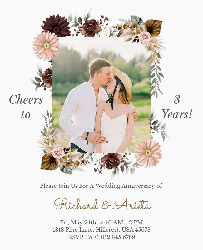 3rd Wedding Anniversary Celebration Invitation Flyer Template