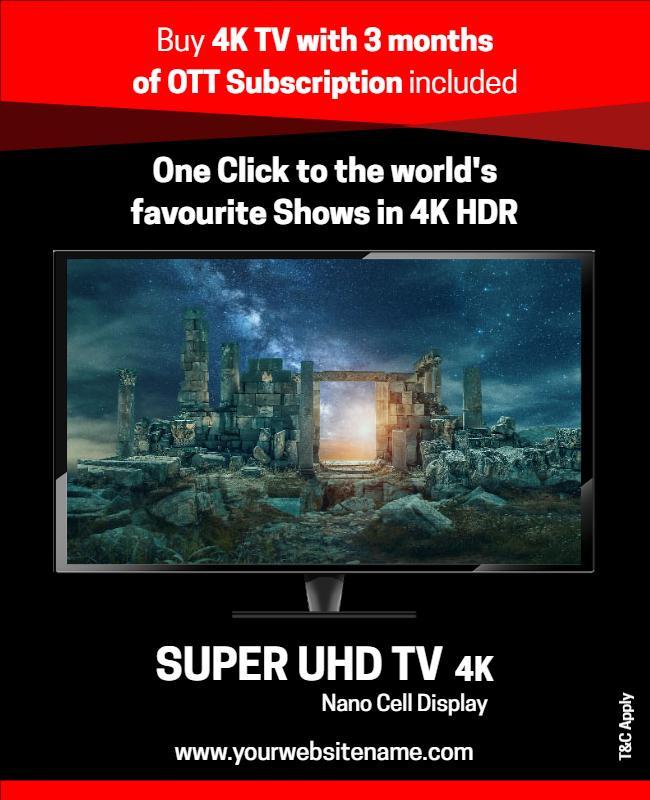 4k Uhd Tv Promotion Flyer with Subscription Offer Template