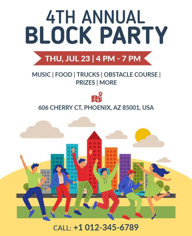 4th Annual Block Party Celebration Flyer Template