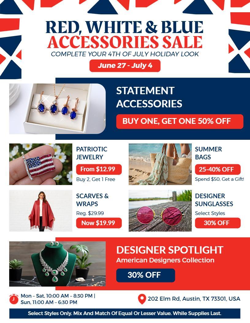 4th of July Accessories Sale Flyer Template