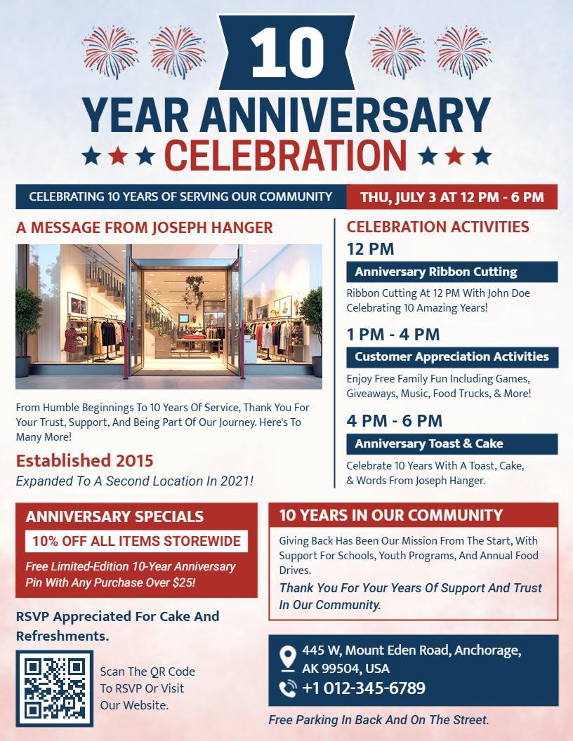 4th of July Anniversary Celebration Flyer Template