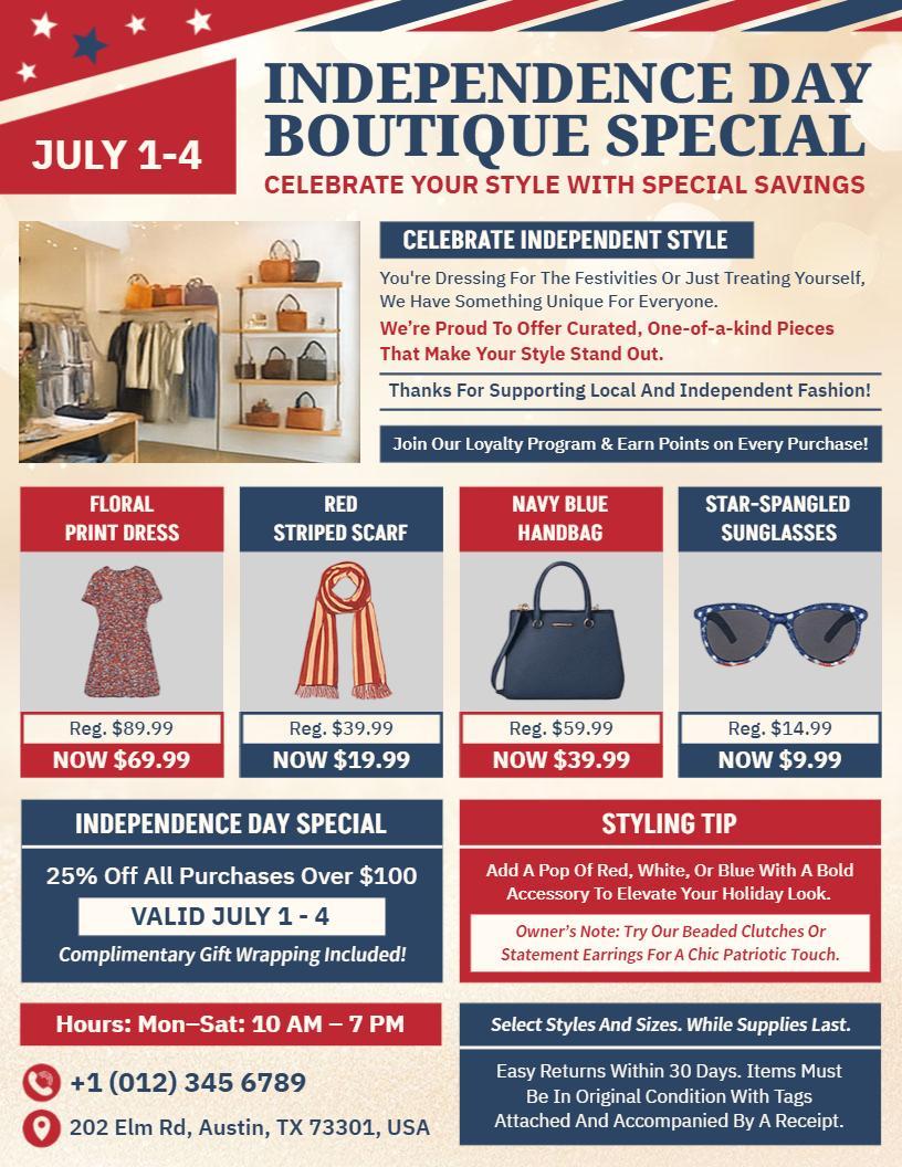 4th of July Boutique Special Sale Flyer Template
