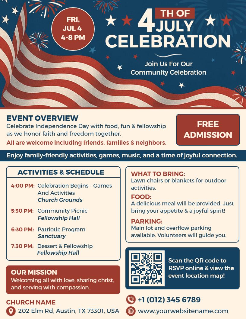 4th of July Celebration Announcement Flyer Template