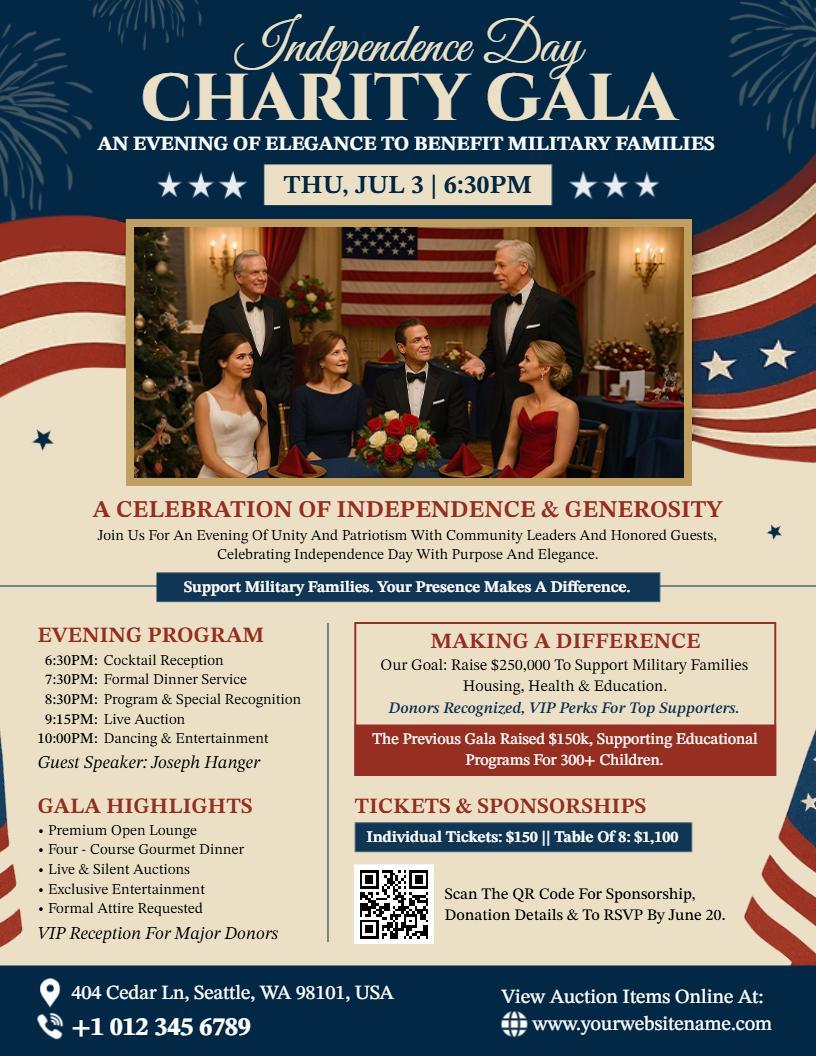 4th of July Charity Gala Flyer Template