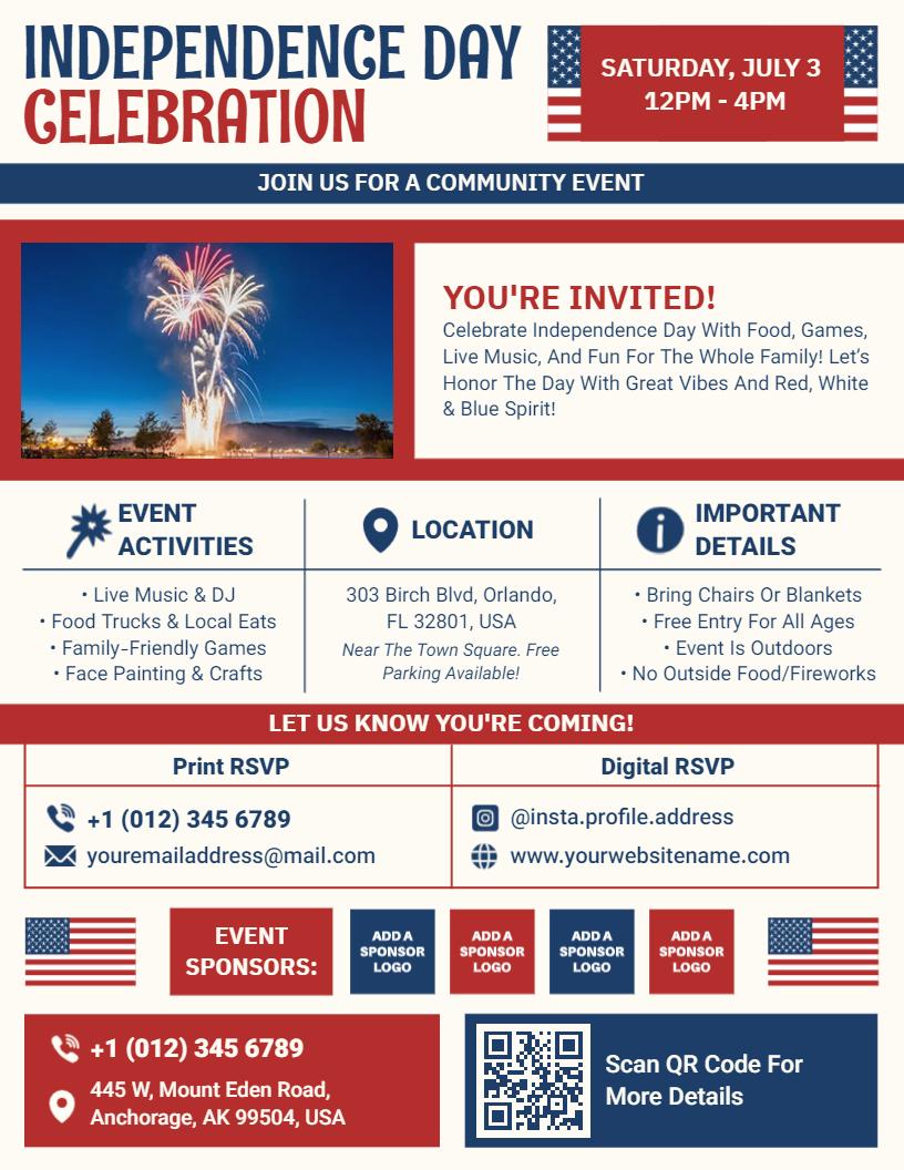 4th of July Community Event Flyer Template