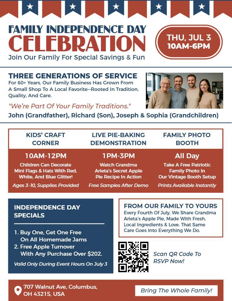 4th of July Family Celebration Flyer Template