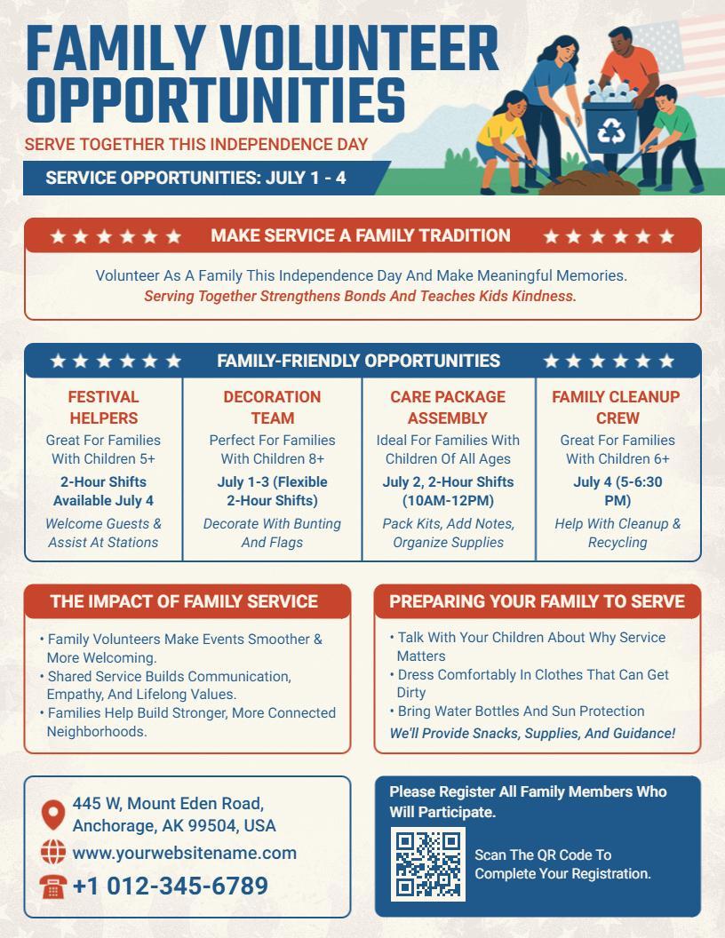 4th of July Family Volunteer Flyer Template