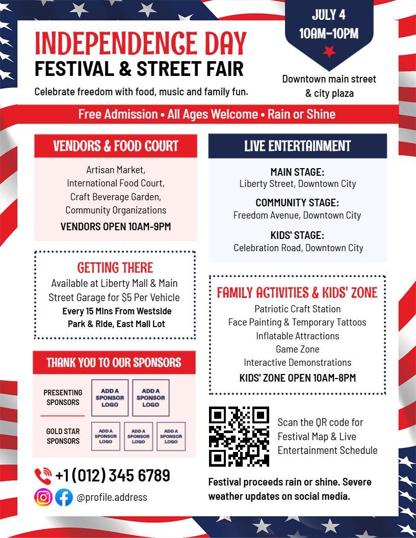 4th of July Festival and Street Fair Flyer Template