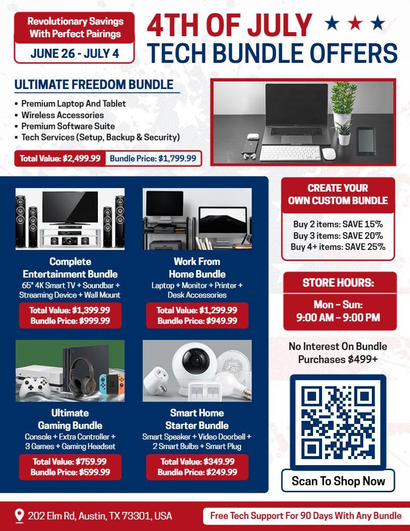 4th of July Freedom Tech Bundle Sale Flyer Template