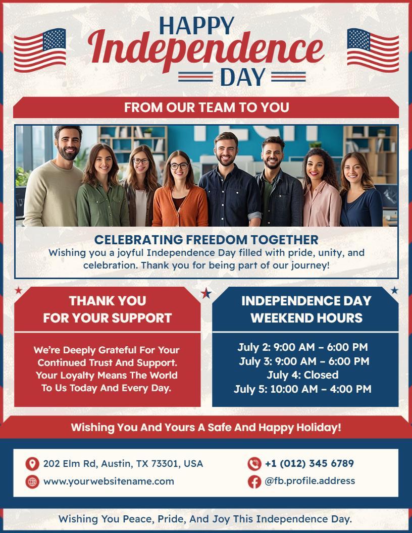 4th of July Holiday Greeting Flyer Template