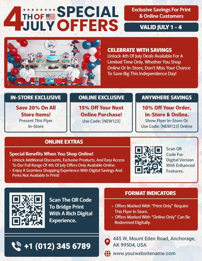 4th of July Holiday Special Offers Flyer Template