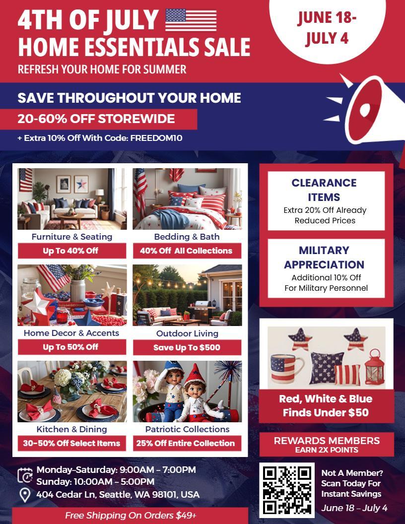 4th of July Home Essentials Sale Flyer Template