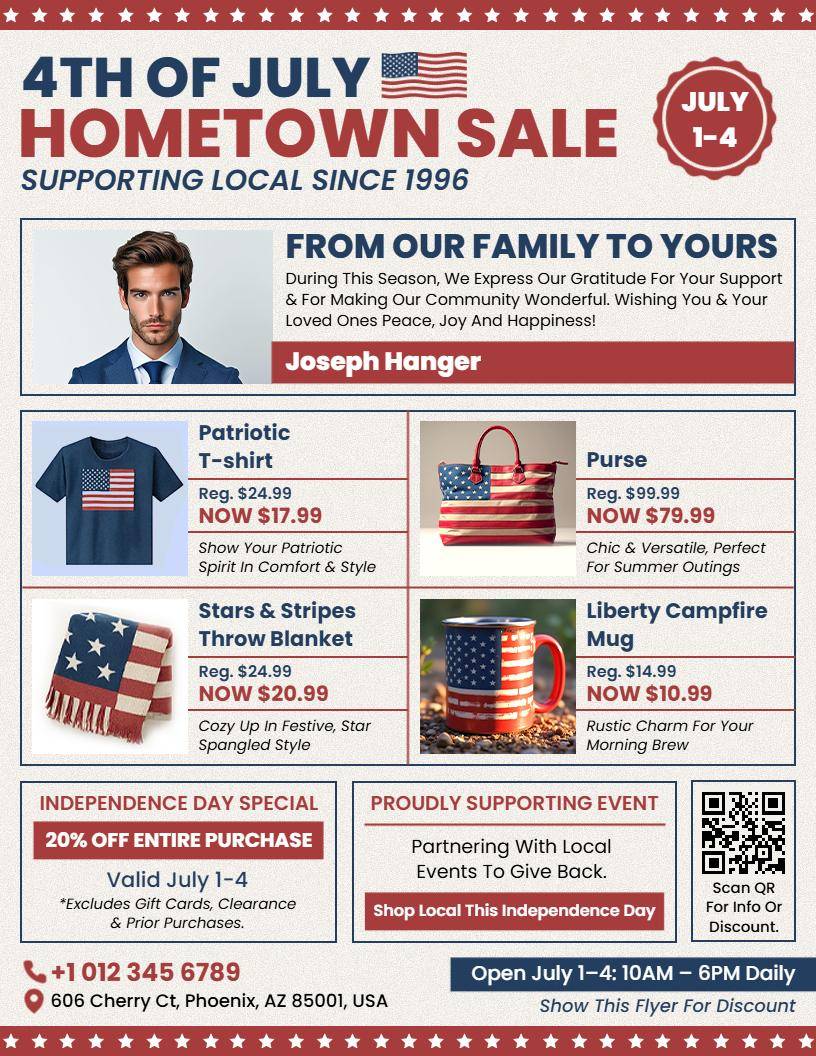 4th of July Hometown Sale Flyer Template