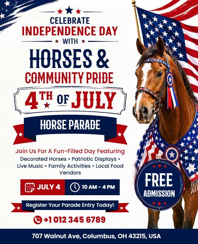 4th of July Horse Parade Celebration Flyer Template