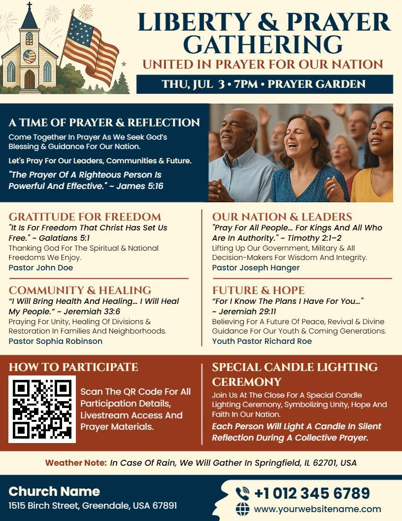 4th of July Liberty Prayer Flyer Template