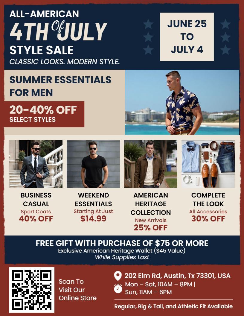 4th of July Men's All American Style Sale Flyer Template