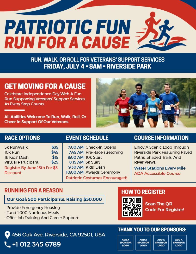 4th of July Patriotic Fun Run Flyer Template