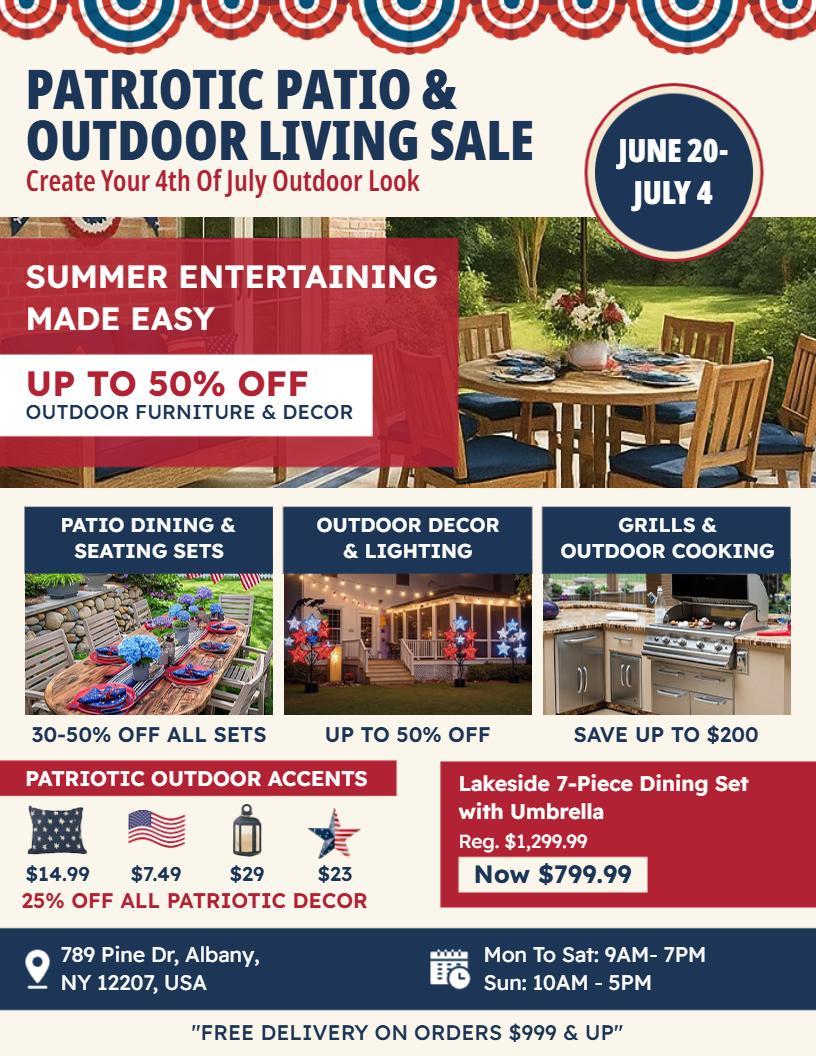 4th of July Patriotic Outdoor Living Sale Flyer Template