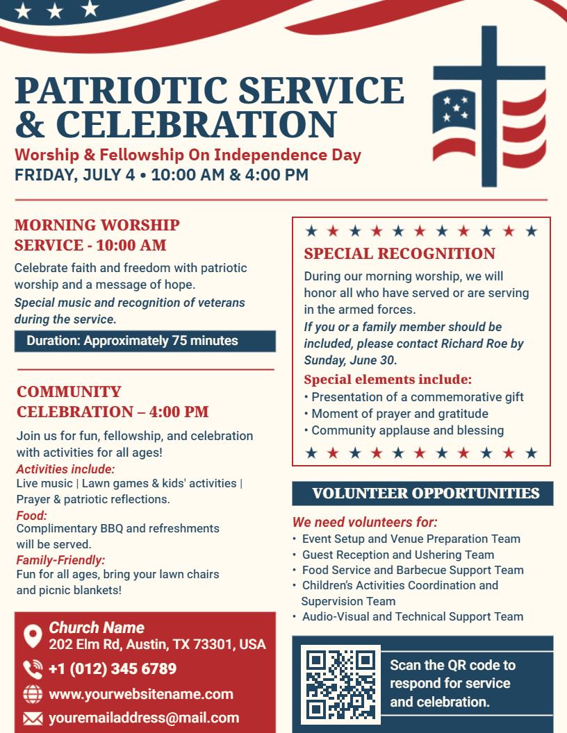 4th of July Patriotic Service & Event Flyer Template