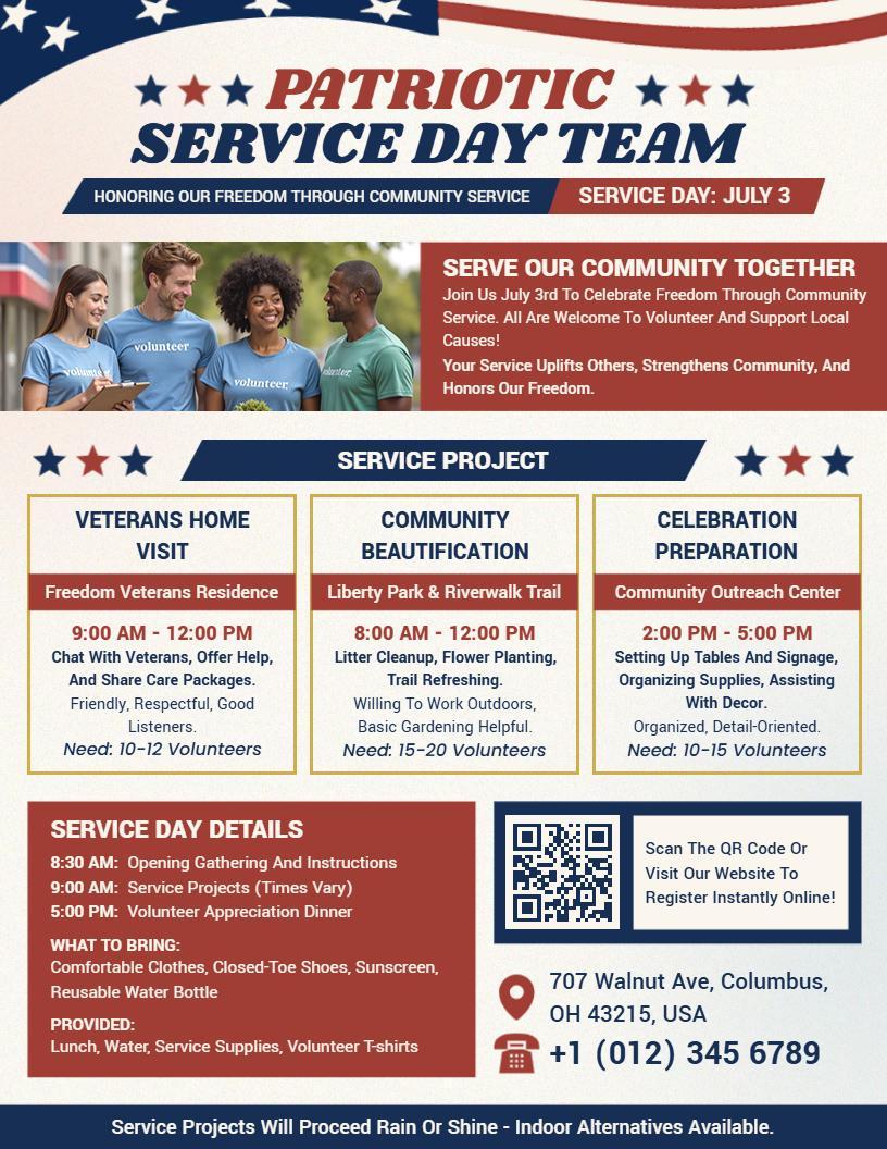 4th of July Patriotic Service Flyer Template