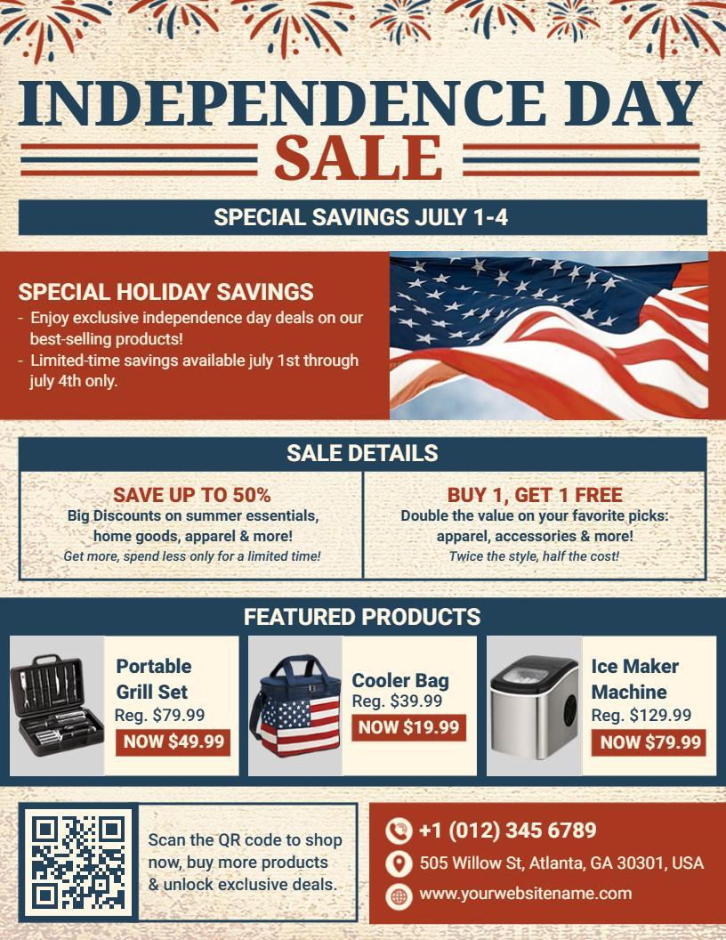 4th of July Sale Announcement Flyer Template