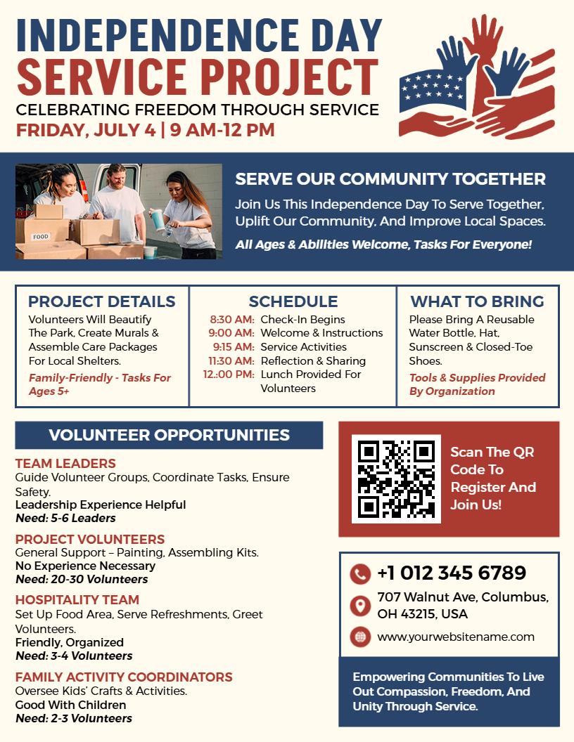 4th of July Service Project Flyer Template