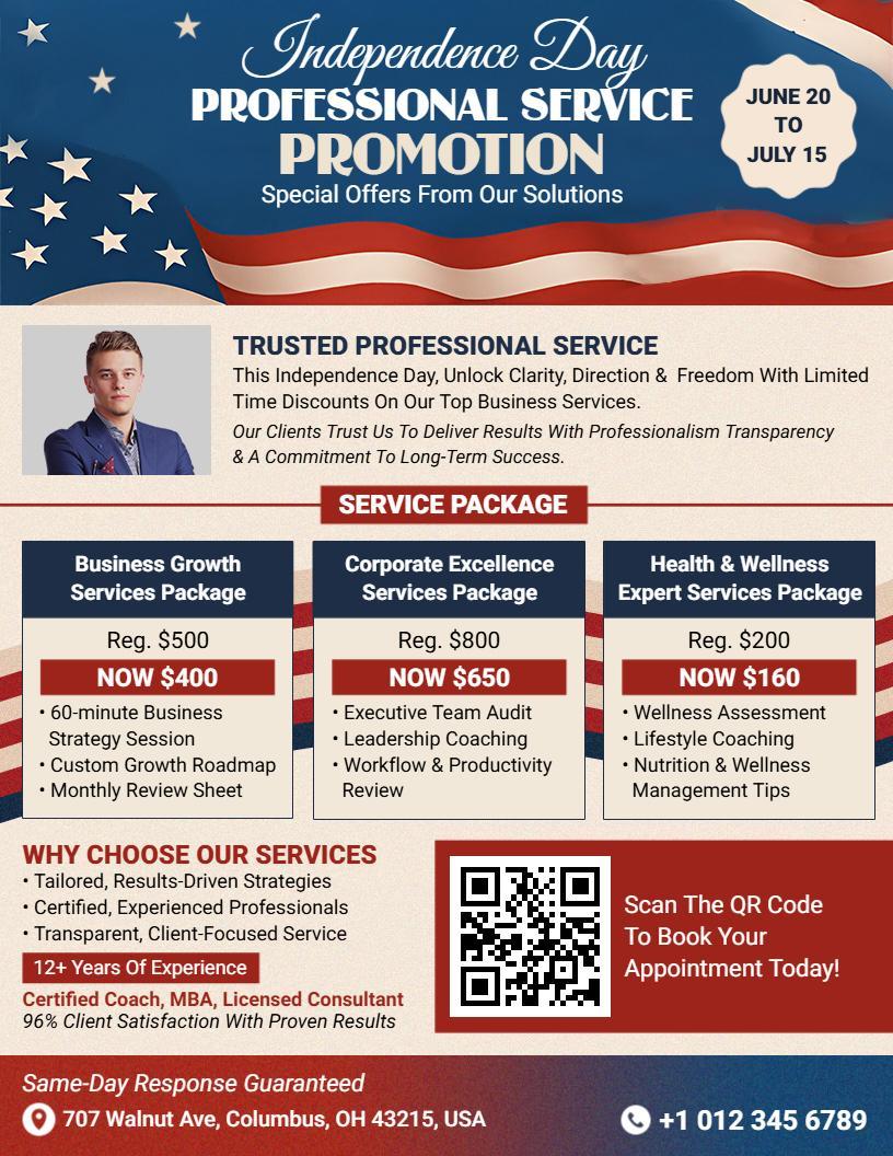 4th of July Service Promotion Flyer Template