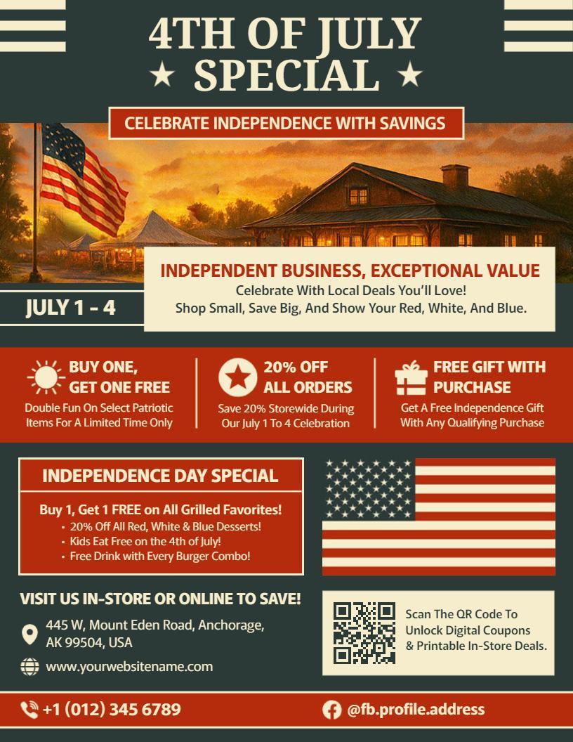4th of July Special Discount Flyer Template