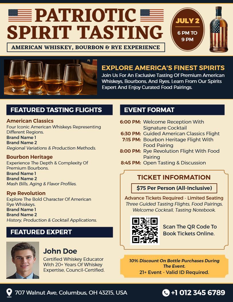 4th of July Spirit Tasting Event Flyer Template