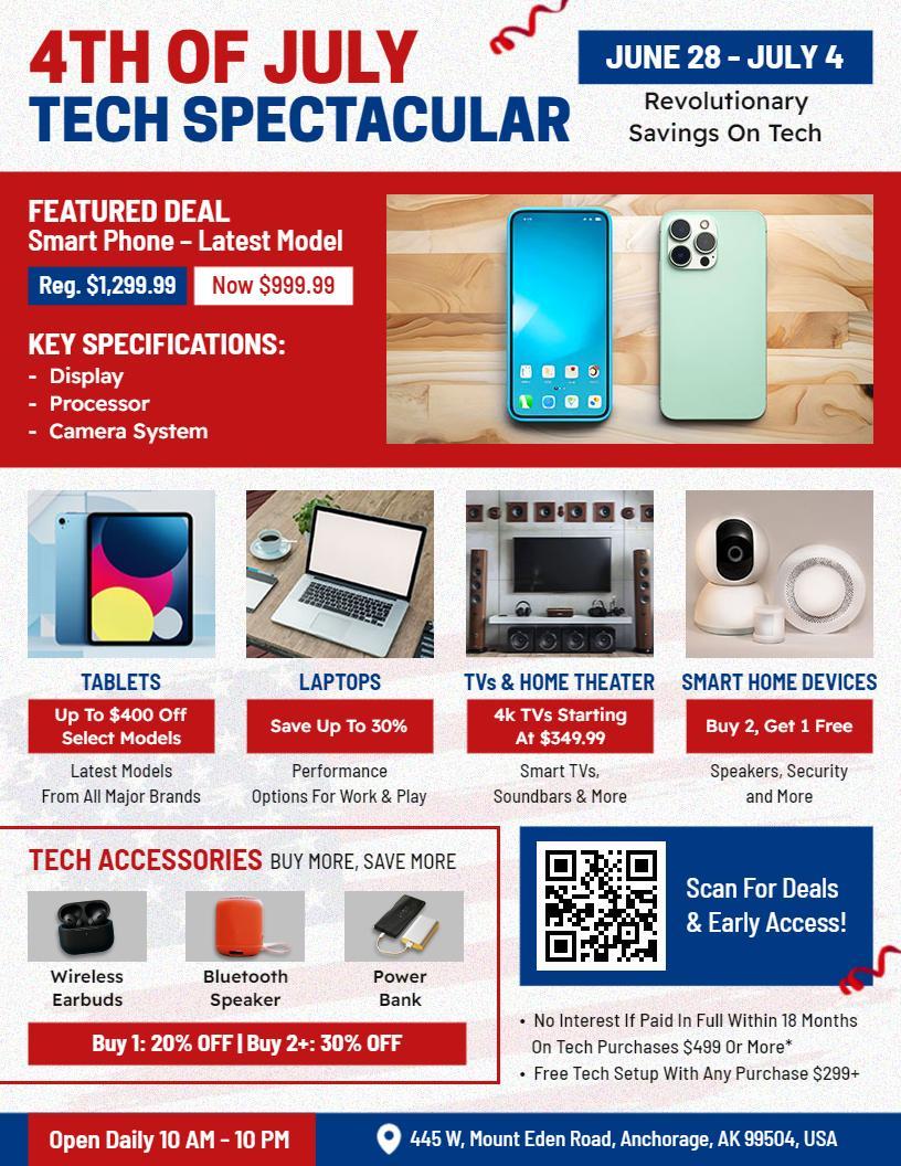 4th of July Tech Spectacular Sale Flyer Template