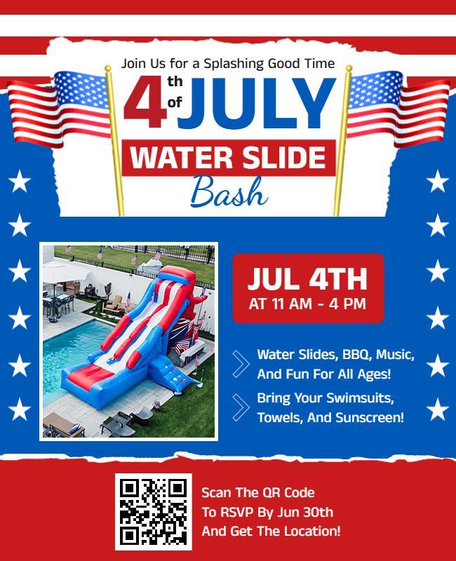 4th of July Water Slide Bash Flyer Template