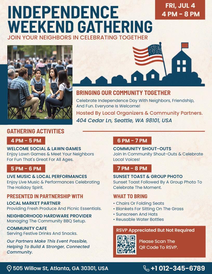 4th of July Weekend Gathering Flyer Template