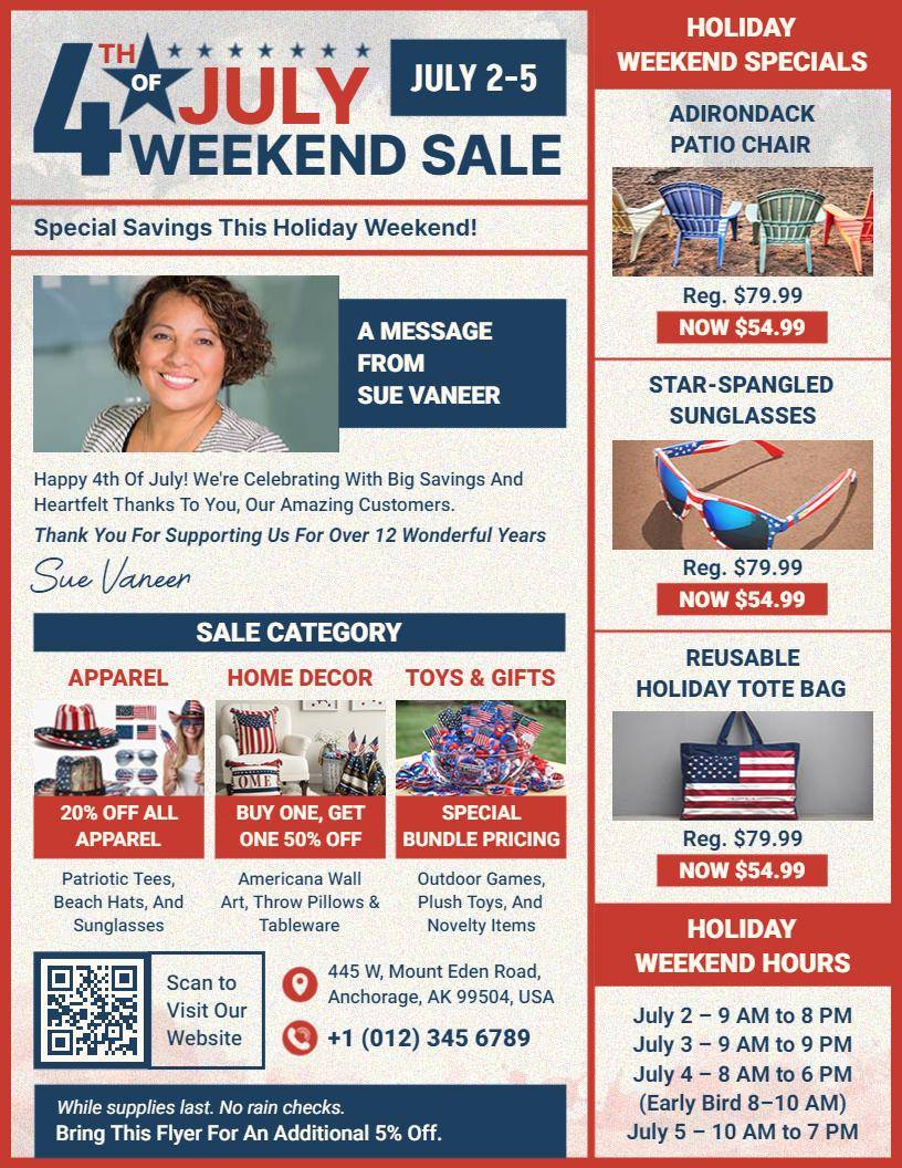 4th of July Weekend Sale Flyer Template