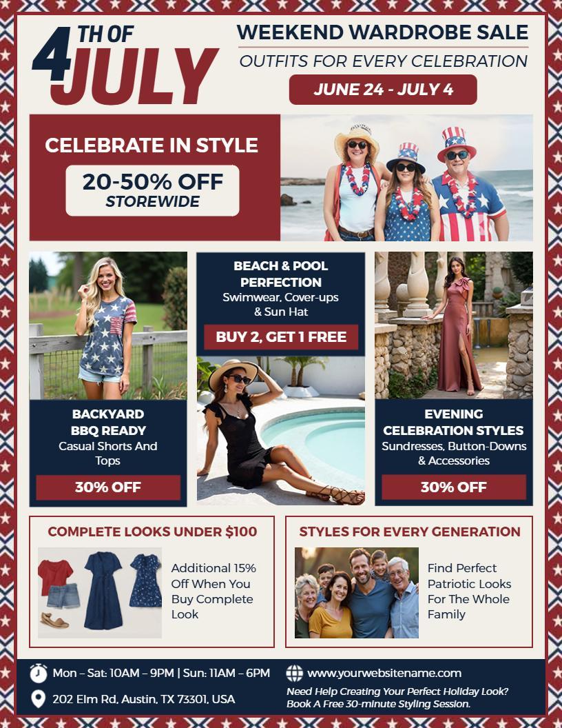4th of July Weekend Wardrobe Sale Flyer Template