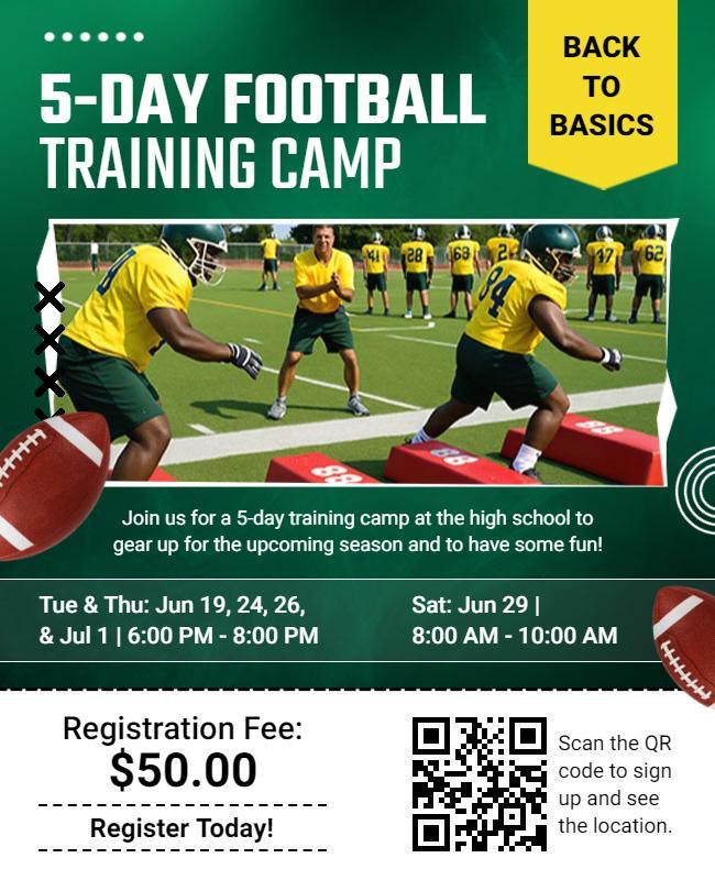 5-Day Football Training Camp Flyer Template