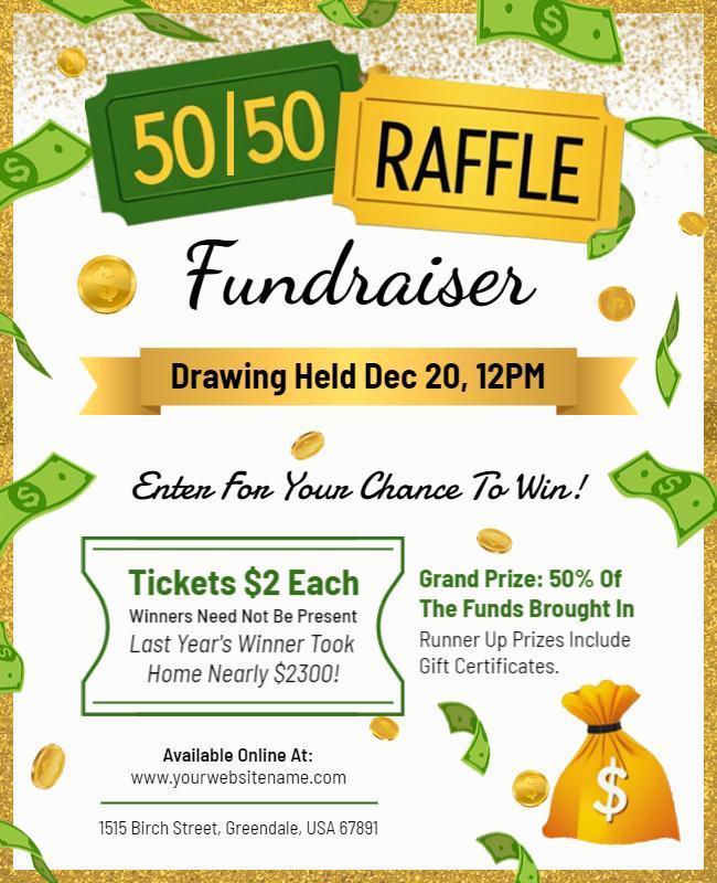 5050 Raffle Fundraiser Event Flyer Template