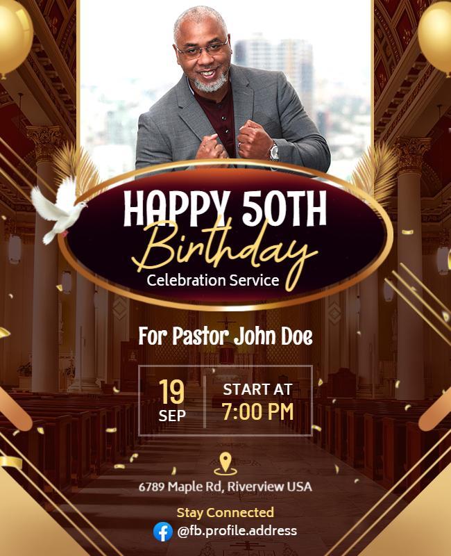 50th Birthday Celebration Service Flyer Template