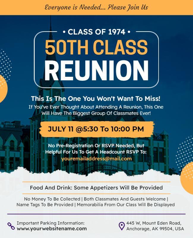 50th High School Class Reunion Event Flyer Template