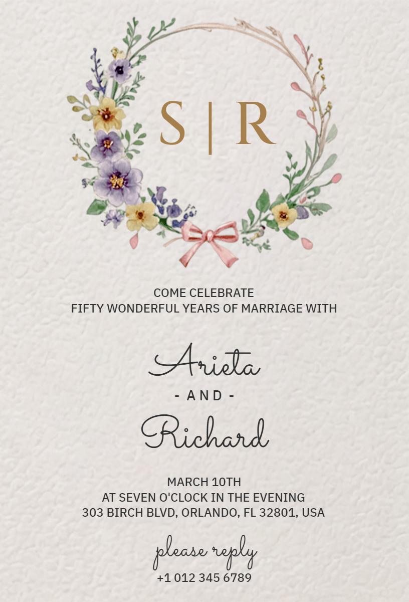 50th Wedding Anniversary Floral Celebration Invitation Template